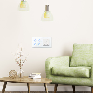 Bingoelec Wifi Tuya簡単インストール4ギャングシングルウェイスマートタッチウォールライトスイッチと13Aソケット - Product Image 3