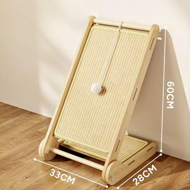 Planche à gratter murale pliante pour chat, en bois massif et jute - sans balle.