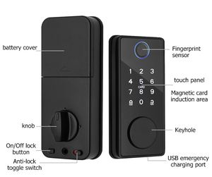 Sinovo-Cerradura de seguridad de aleación de zinc para el hogar, teclado frontal de goma, código de huella dactilar, cerradura de puerta inteligente - Product Image 2