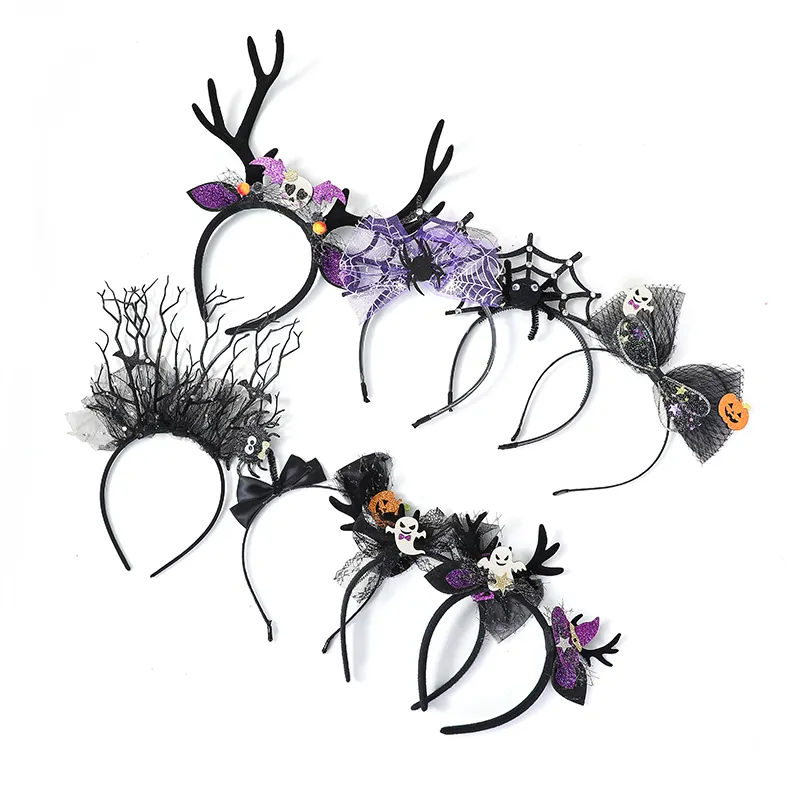 Venta al por mayor accesorios para el cabello bandas para el cabello barato Halloween carnaval fiesta calabaza araña fantasma diadema para niños