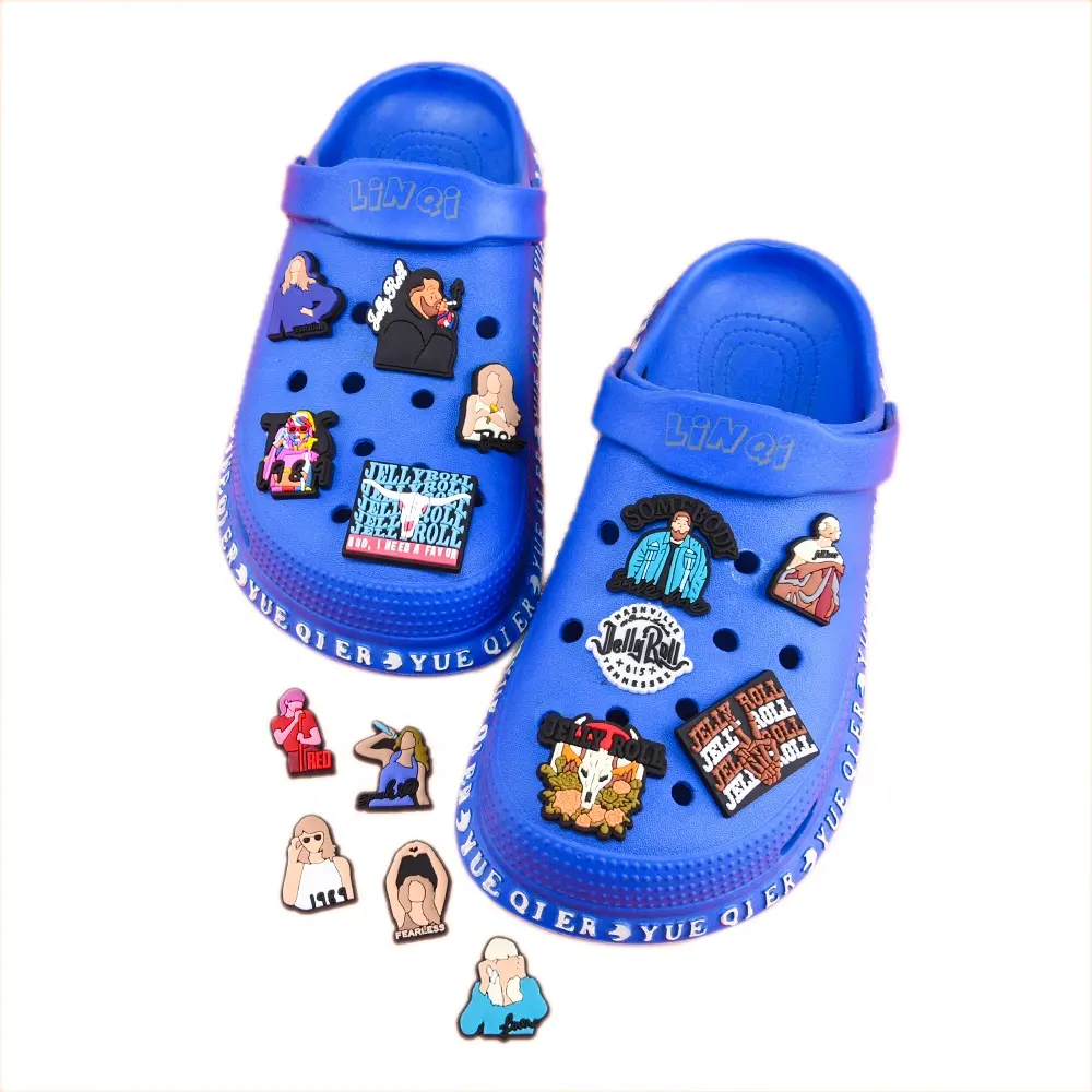 Venta al por mayor Diy Taylor Star SWIFT Singer Clog encanto pulsera Pvc zapato accesorios para mujeres niños puntada Clog Charms