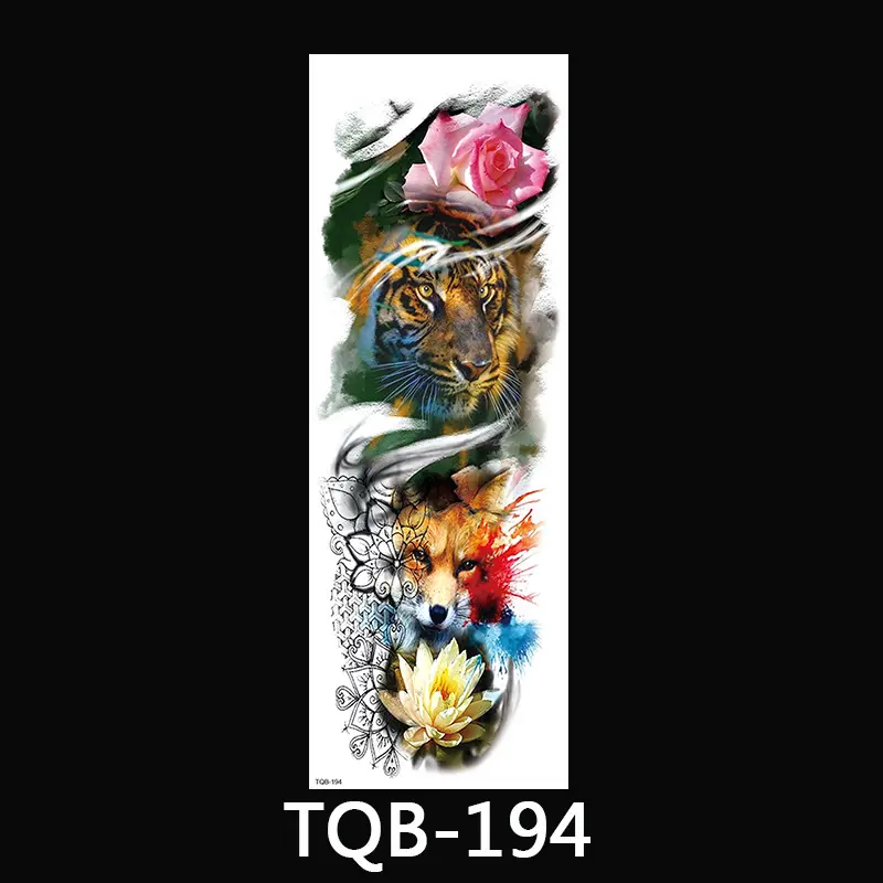 TQB161-200 Tattoo Aufkleber Benutzer definierte Temporäre Löwen krone Tier Kreuz Vollarm Serie Wasser transfer Aufkleber OEM Tattoo 2023