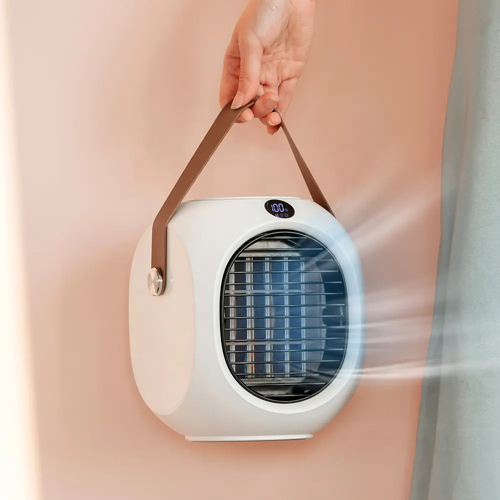 미니 쿨러 에어컨 휴대용 배터리 스마트 모니터링 디스플레이 공기 냉각기 LED 밤 빛