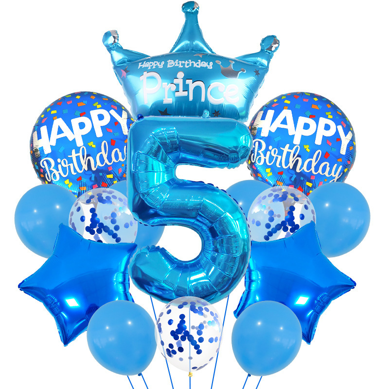 Blue balloons set 5 year