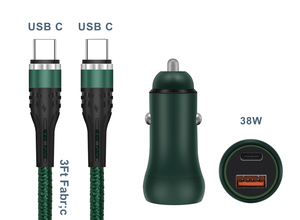 38w USB a +C Ports Car Phone <strong>Charger</strong> with Type-c Cable c to c Set QC3.0+pd 20w Fast <strong>Charger</strong> for Phone - Product Image 3