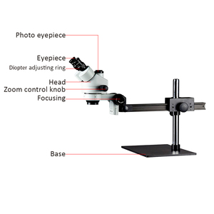 Microscopio estéreo trinocular 7X-45X Cámara de investigación de diseño simple Microscopio de uso de la industria electrónica - Product Image 2