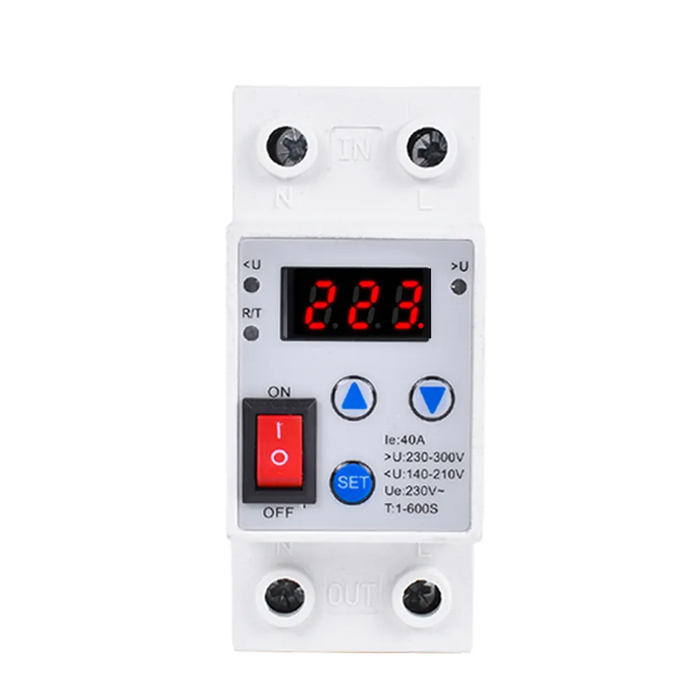 Din Rail 2 Phase Voltage protector Relay 1P+N Voltmeter Ammeter Overvoltage and Undervoltage Monitoring Relay Automatic Reconnet