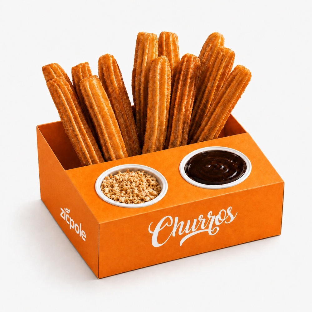 Boîte de présentation pour snacks en papier avec coupelle à sauce