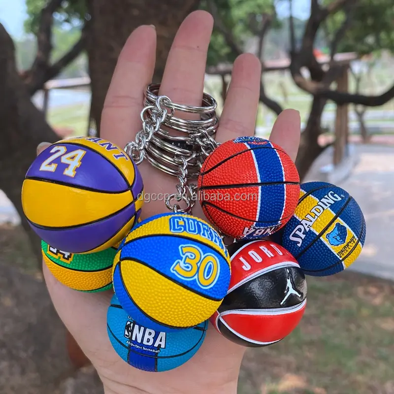 3.5CM Alta qualidade mini-basquete chaveiro Guerreiros chaveiro pingente basquete Bucks Clippers basquete PVC keychain