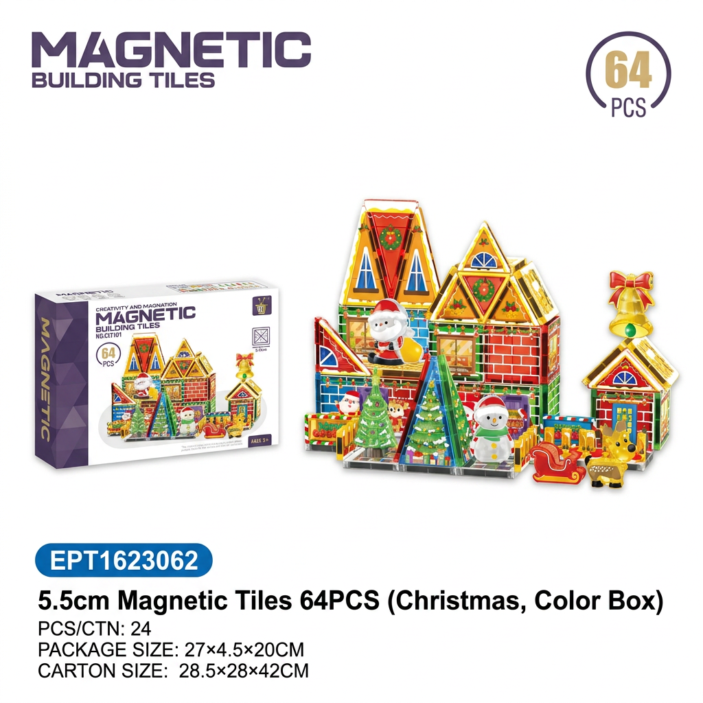 EPT1623062-5.5cm Baldosas Magnéticas 64 Piezas (Navidad, Caja de Color)
