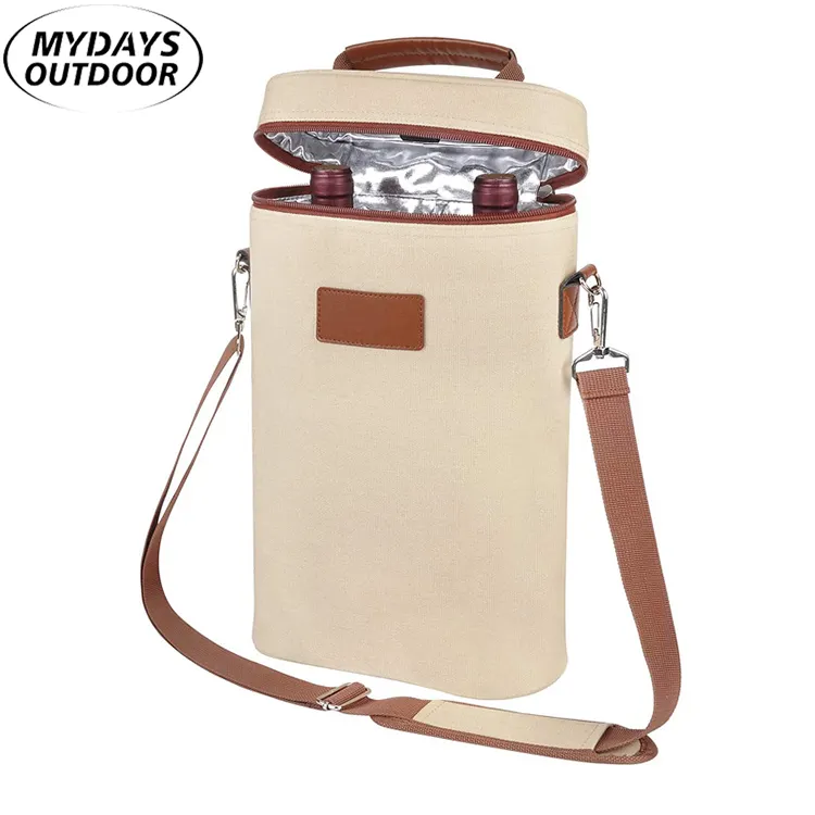 Mydays Outdoor impermeabile morbido leggero Logo personalizzato isolato portabottiglie portatile in tela Tote borsa termica per regalo di festa