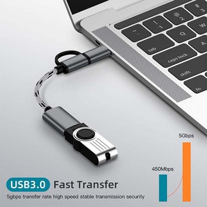 2合1 USB 3.0 OTG适配器C型微型USB至USB 3.0适配器电缆OTG转换器，用于游戏手柄闪存盘C型OTG电缆 - Product Image 3