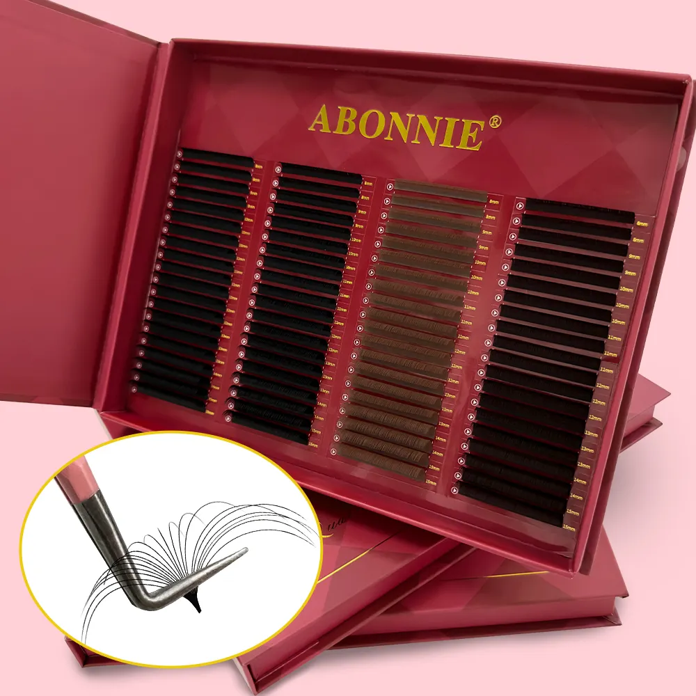 Abonnie xxl embalagem logotipo personalizado, caxemira escura matte volume cílios luz marrom e chocolate extensão dos cílios