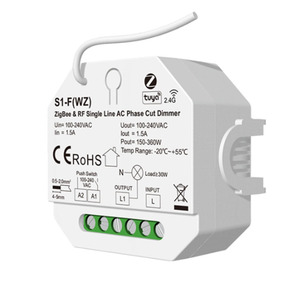 S1-F(WZ) 100-240VAC 1CH 1.5A 150-360 Вт Zigbee + RF Однолинейный регулятор переменного тока с функцией голосового управления Push Dim Tuya - Product Image 1