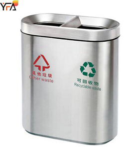 Contenedor de basura de acero inoxidable con tapa abierta, cubo de basura con 2 compartimentos, con cilindro interno galvanizado - Product Image 2