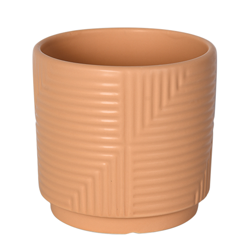 Wholesale Garden Indoor striped Flower Pots Decor White Modern Small Ceramic Plant Pots