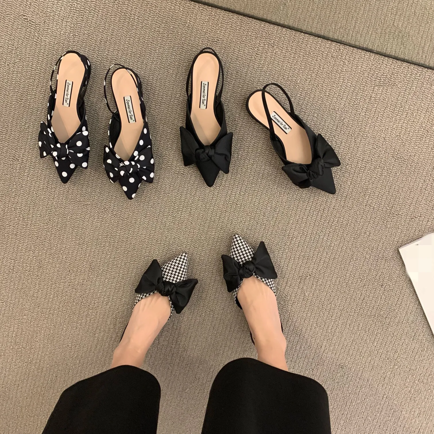 Sandalias de punta con lazo para mujer, zapatos planos informales a la moda, con temperamento de Hada, para exteriores, Francia, novedad de verano