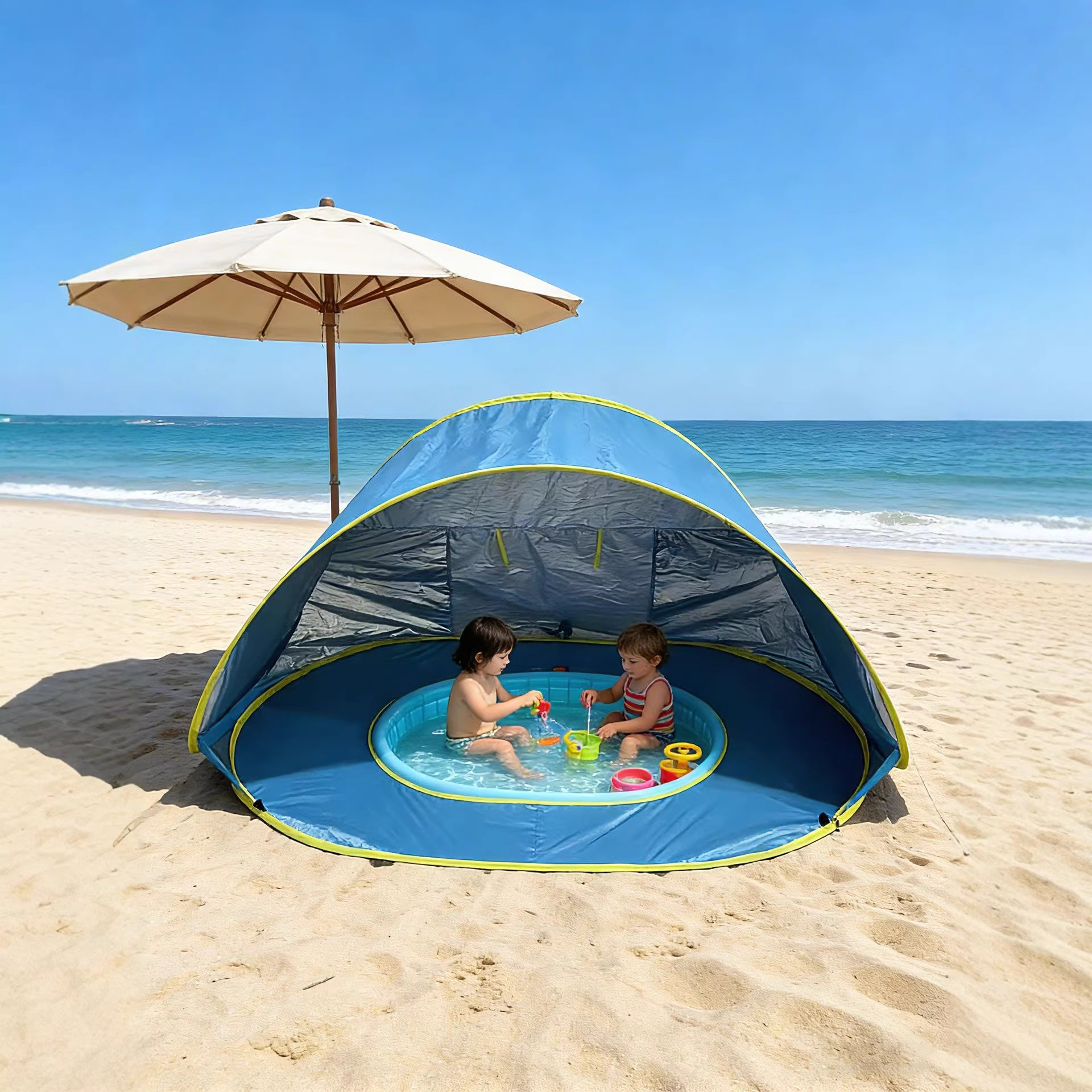 เต็นท์ชายหาดพร้อมสระว่ายน้ำ