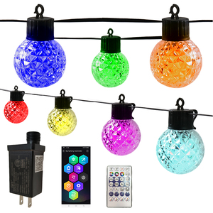 Cadena de luces multicolores de Venta caliente Hada LED Color inteligente RGB Fiesta al aire libre Patio Cadena de luces decorativa G40 - Product Image 1