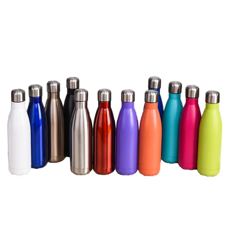 Drinkware Water Fles Kleurrijke 500Ml Dubbelwandige Rvs Metalen Fles Water, Geïsoleerde Cola Vormige Water Fles