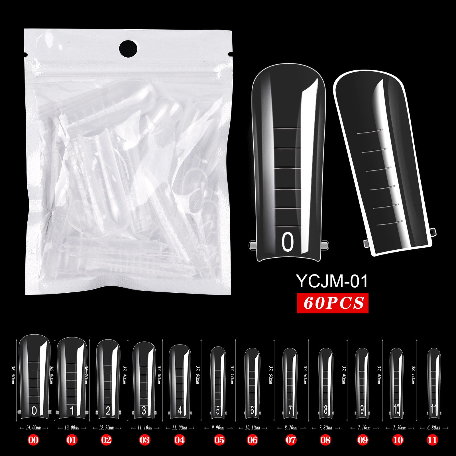 60PCS Extension Gel Nails Mold 01