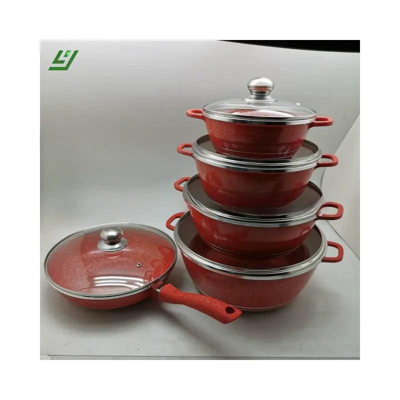 Batterie de cuisine en granit de haute qualité Dessini 12 pièces poêle à frire antiadhésive batterie de cuisine en aluminium batterie de cuisine en gros