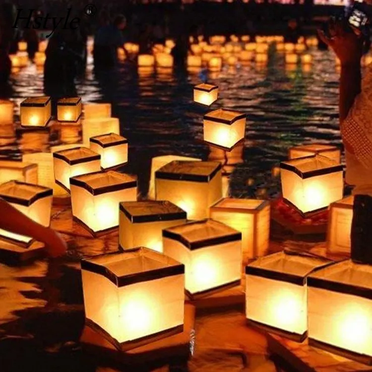 Lanterne cinesi quadrate che desiderano pregare Floating River Paper Candle Light Floating Candle Party Birthday Wedding Decor SD2442