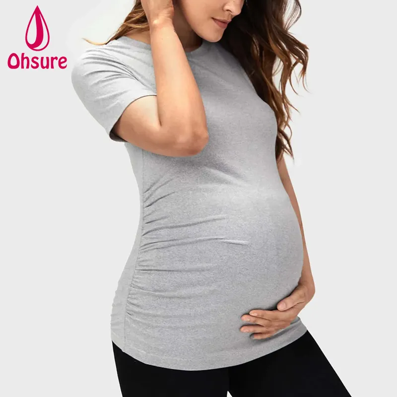 Wholesale custom Bamboo Soft Nursing Clothing Fitness Breastfeeding Tee maternity tops Yoga t shirt