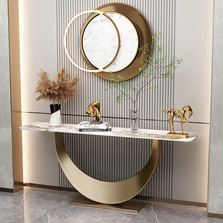 Moderne Wohn möbel Italien Design Halbmond Konsolen tische Wohnzimmer Luxus Gold Flur Konsolen tisch