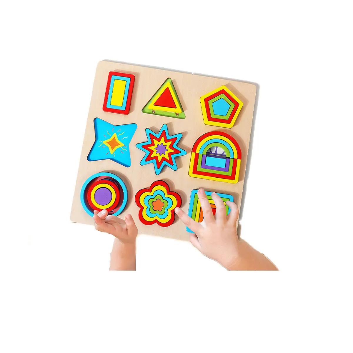 Montessori Regenboog Geometrische Vorm Cognitieve Puzzel Houten Educatief Speelgoed Grafisch Puzzelbord Houten Vroege Educatie Speelgoed