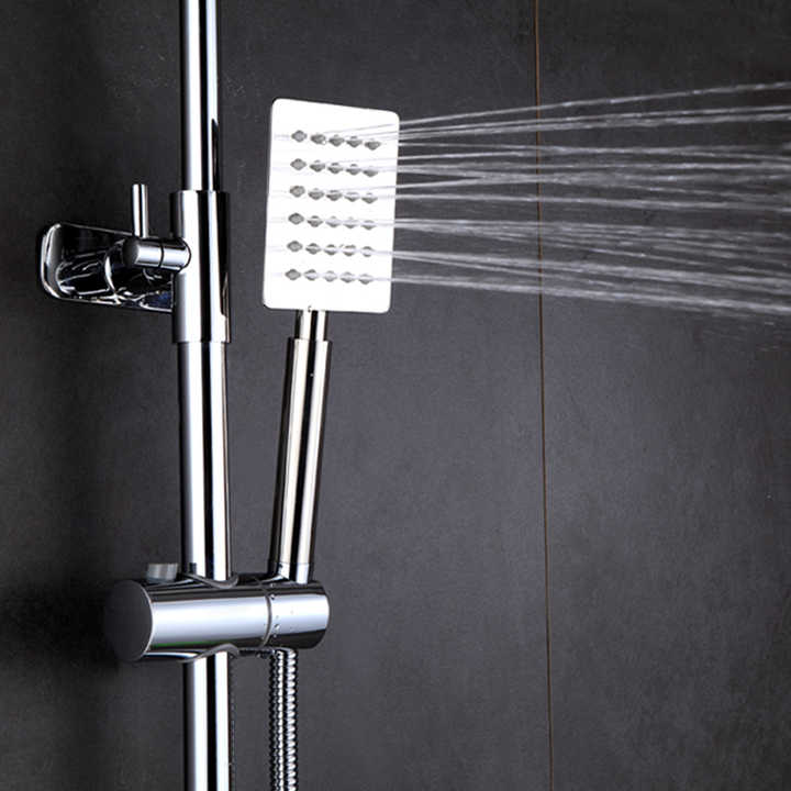 Dual Handle Polished Copper and Chrome Wall Mounted Brass Shower Set for Bathroom Hot & Cold Water Mixer for Apartment Use