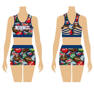 Comfortable Sublimation Compression <strong>Cheer</strong> Bras and Shorts <strong>Cheap</strong> Girls Cheerleading Practice Wear - Product Image 4