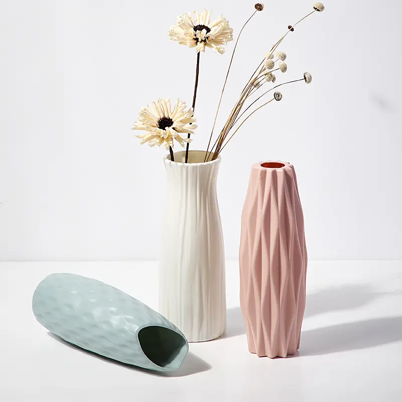 Simples Nórdico Plástico Vaso Sala Anti-Fall Simulação Vaso Ornamento Home Decoração