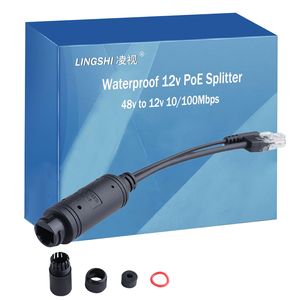 Waterproof 12v Poe <strong>Splitter</strong> Adapter 100Mbps with One Female Rj45 Poe <strong>Input</strong> Port and One Dc Plug <strong>Output</strong> and One Data Male Port