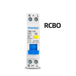 18MM מיני 230V 50/60Hz <span class=keywords><strong>RCBO</strong></span> 1P + N <span class=keywords><strong>6KA</strong></span> שיורי הנוכחי ההפרש אוטומטי מעגל מפסק מעל הנוכחי הגנת דליפה
