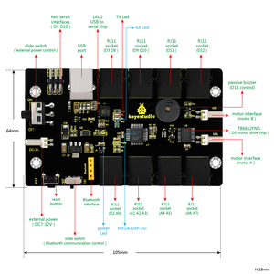 STEAM KEYBOT Codificación Robot Board Car Robot Control Board Kit para Arduino - Product Image 4