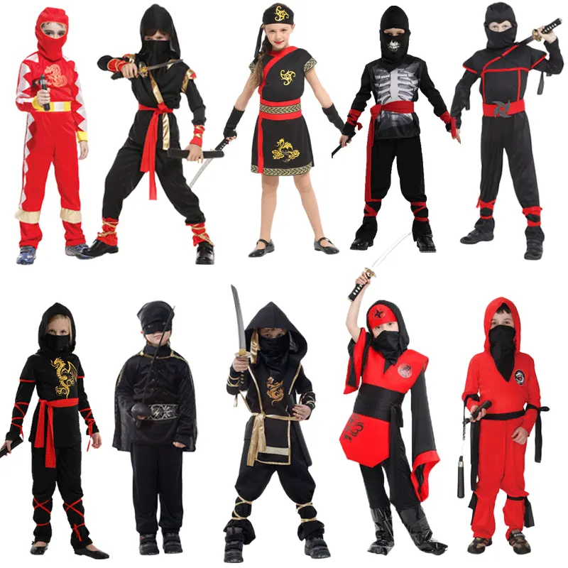 Anime Cosplay Anak-anak Ninja Kostum Karnaval Pesta Peran Bermain Halloween Ninja Jepang Kostum untuk Anak Laki-laki
