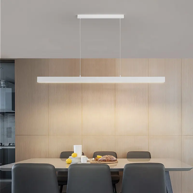 Lampadario lineare moderno alloggiamento nero bianco caldo giorno bianco freddo bianco dimmerabile apparecchi illuminazione a sospensione per cucina