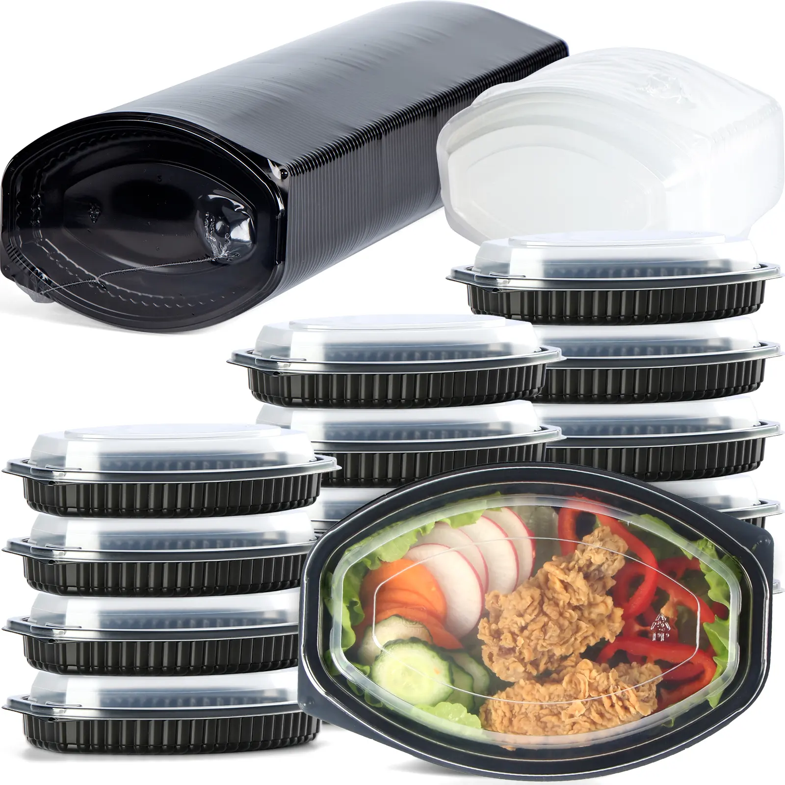 Proveedores de fábrica Contenedor de embalaje de alimentos de plástico de alta calidad con tapa Congelador reutilizable Seguro para ir Cajas de preparación de comidas