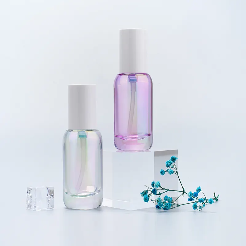 Vaciar colorido recargable hermosa decorar loción crema 30ml jarrón de vidrio botella con color mágico