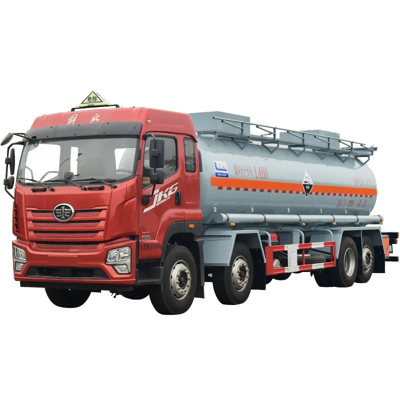Camión cisterna para productos químicos FAW 15CBM, camión cisterna de transporte de líquidos tóxicos o ácidos corrosivos a la venta, rueda motriz 8x4