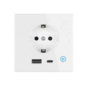 US White and Black Color 2 Gang 1 Way Wifi Smart Touch Switch for Home Automation Control System - Product Image 1