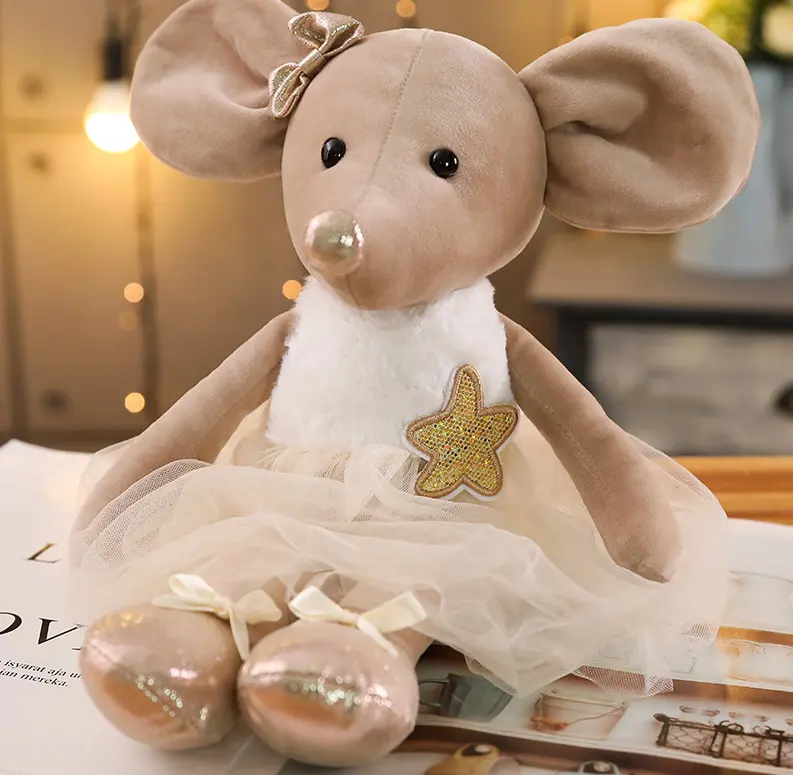Adorável Ballet Mouse Vaca Brinquedos De Pelúcia Soft Stuffed Bonito Vestir Animais Bonecas Baby Finger Pillow para Crianças Meninas