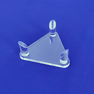 Tam giác 3 PEG đứng rõ ràng <span class=keywords><strong>Acrylic</strong></span> khoáng chất hóa thạch tinh thể bóng hiển thị đứng chủ vát hiển thị cơ sở với 3 ngạnh - Product Image 2