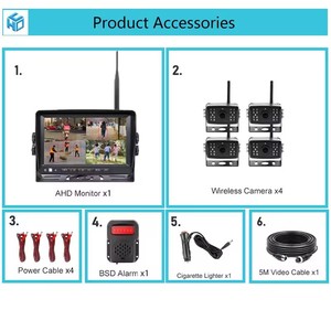 AHD 720P sistema de cámara de respaldo inalámbrico RV Monitor DVR de 7 "para camión remolque Camper respaldo de coche inalámbrico 4 cámaras cámara de visión trasera - Product Image 3