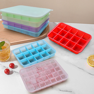 Bất thường 35 lưới Silicone <span class=keywords><strong>Ice</strong></span> <span class=keywords><strong>Cube</strong></span> khuôn khay với nắp bpa-miễn phí và thân thiện với môi cho thanh sử dụng hoặc <span class=keywords><strong>Ice</strong></span> Cream làm - Product Image 4