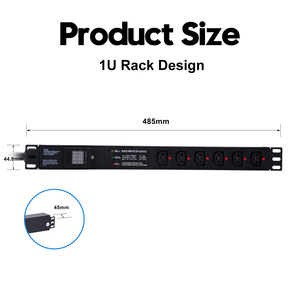 Kaliteli güç dağıtım ünitesi alüminyum alaşım kabuk 1U 6 yollu C13 raf PDU soket metre dalgalanma ile L6-30P - Product Image 3