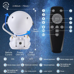 Uzaktan kumanda dönebilir oturan astronot LED gece lambası Spaceman Galaxy projektör çocuk çocuk için - Product Image 5