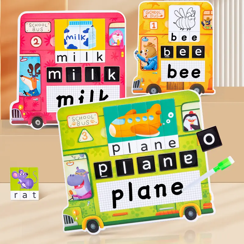 ULi Montessori jouets éducatifs réutilisables bébé enfants anglais apprentissage puzzle cartes assorties pour enfants