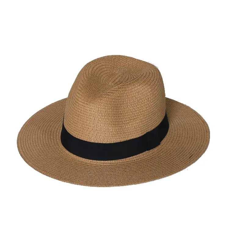 J212038 cappello di paglia Panama uomo a tesa larga 2023 primavera estate cappello Fedora da spiaggia di alta qualità per le donne all'ingrosso